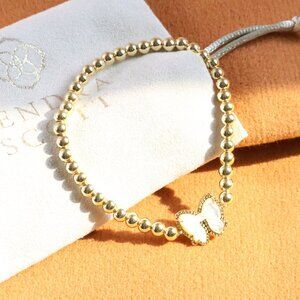 Kendra Scott Gold Beaded Bracelet with White Butterfly Charm